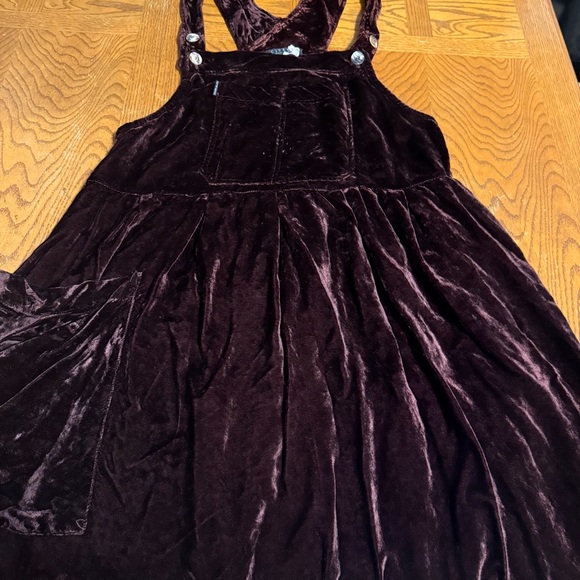 Vintage Citron Santa Monica Crushed Velvet Overall Jumper Dress Sz 2 or M Boho - Picture 5 of 15